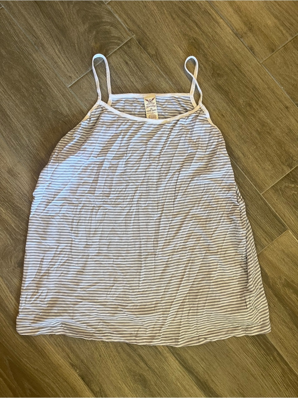 Faded Glory Striped Spaghetti Strap Camisole - White & Light Gray